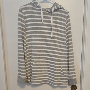Gray and White Striped Hoodie